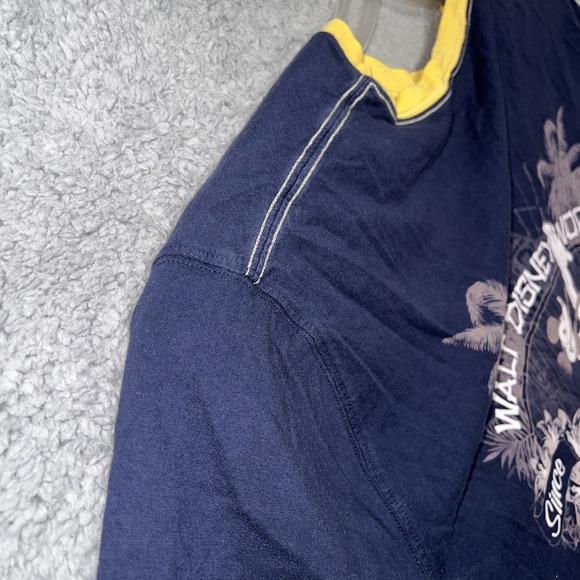 VTG Disney Parks T Shirt Men's Sz XL Blue Ringer Ukulele Floral Double Sided Tee - Picture 3 of 9